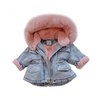 Kid Denim Fur Hooded Winter Coat Jacket