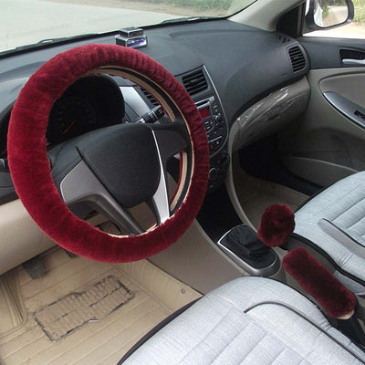 Pink Fur Steering Wheel Cover Set