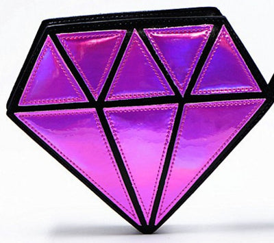 Geometric 2-Color Hologram Diamond Chain Bag