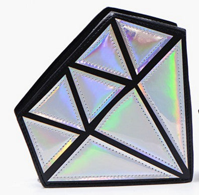 Geometric 2-Color Hologram Diamond Chain Bag