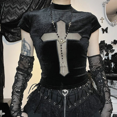 Cross Grunge Punk Top