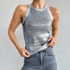 Slim Silver Knitted Tank Top