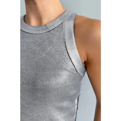 Slim Silver Knitted Tank Top