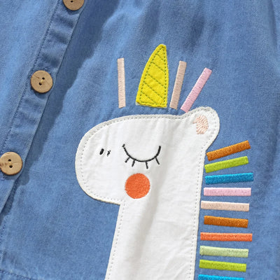 Unicorn Girls Denim Sleeveless Dress