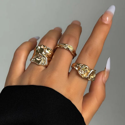 Y3K Irregular Open Ring Set