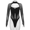 Goth Sheer Mesh Cyberpunk Bodysuit