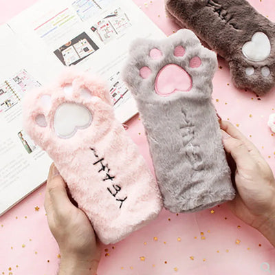 Fluffy Cat Paw Pencil Bag