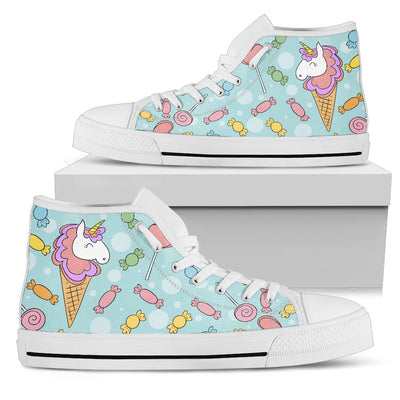 Ice Cream Unicorn & Candies High-Top Shoes