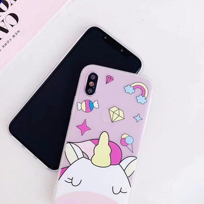 Transparent Blue/Pink Unicorn iPhone Case