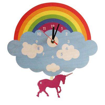 Rainbow Cloud Unicorn Wall Clock