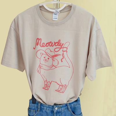 Meowdy Cat Cartoon T-shirt