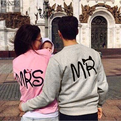 Mr & Mrs Letter Print Couple Sweatshirts