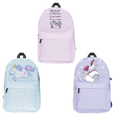 Light Blue Pink Purple Cute Unicorn Backpack
