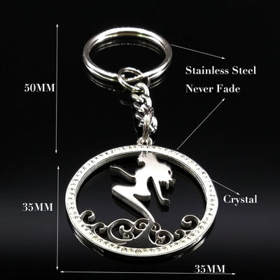 Silver Mermaid Crystal Keychain
