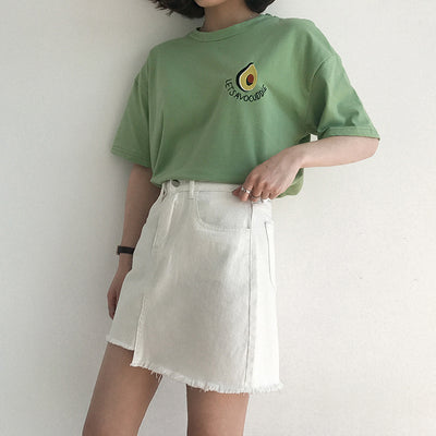 Avocado Embroidery Short Sleeve T-shirt - Well Pick Review