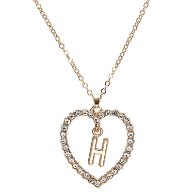 Rhinestone Heart Alphabet Necklace
