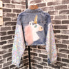 Sparkling Unicorn Sequins Denim Short Jacket