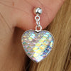 Hologram Mermaid Heart Earrings