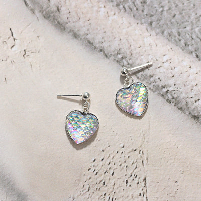 Hologram Mermaid Heart Earrings