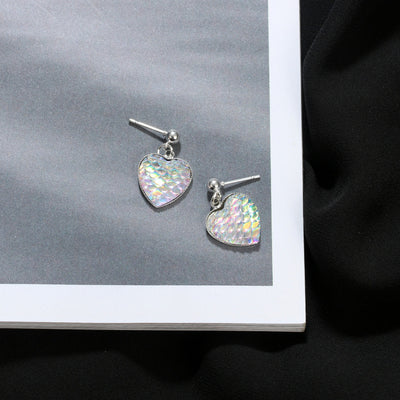 Hologram Mermaid Heart Earrings