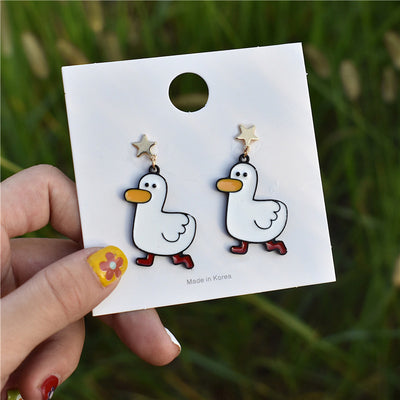 White Duck Earrings