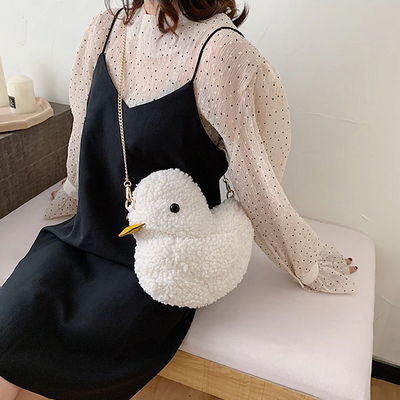 White Plush Duck Shoulder Bag