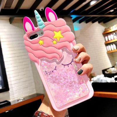 Pink Unicorn Eyelashes Liquid Samsung iPhone Case