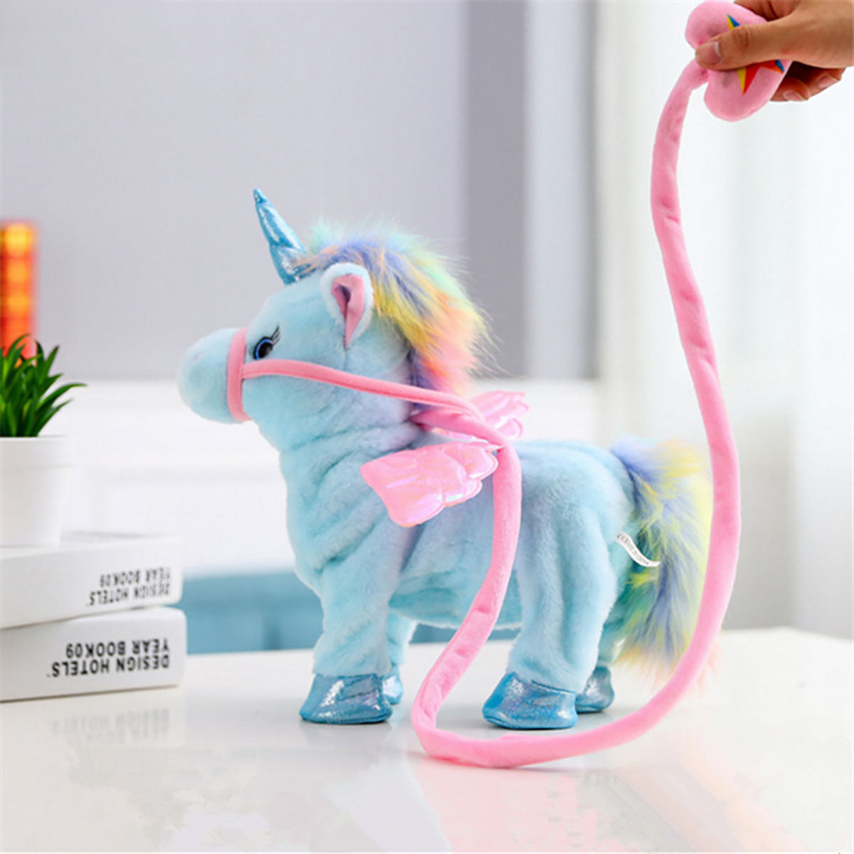 Electric walking cheap unicorn plush toy