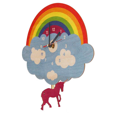 Rainbow Cloud Unicorn Wall Clock