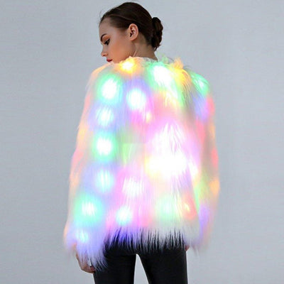 Rainbow LED Faux Fur Coat