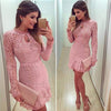 Pink Casual Lace Dress