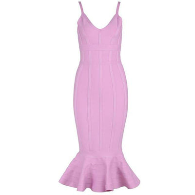 Pink Bandage V-Neck Dresses