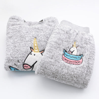 Warm Unicorn Fleece Sleepwear Set