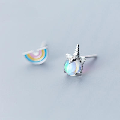 Moonstone Unicorn Rainbow Earrings