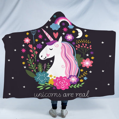 Unicorns Are Real Plush Hooded Blanket