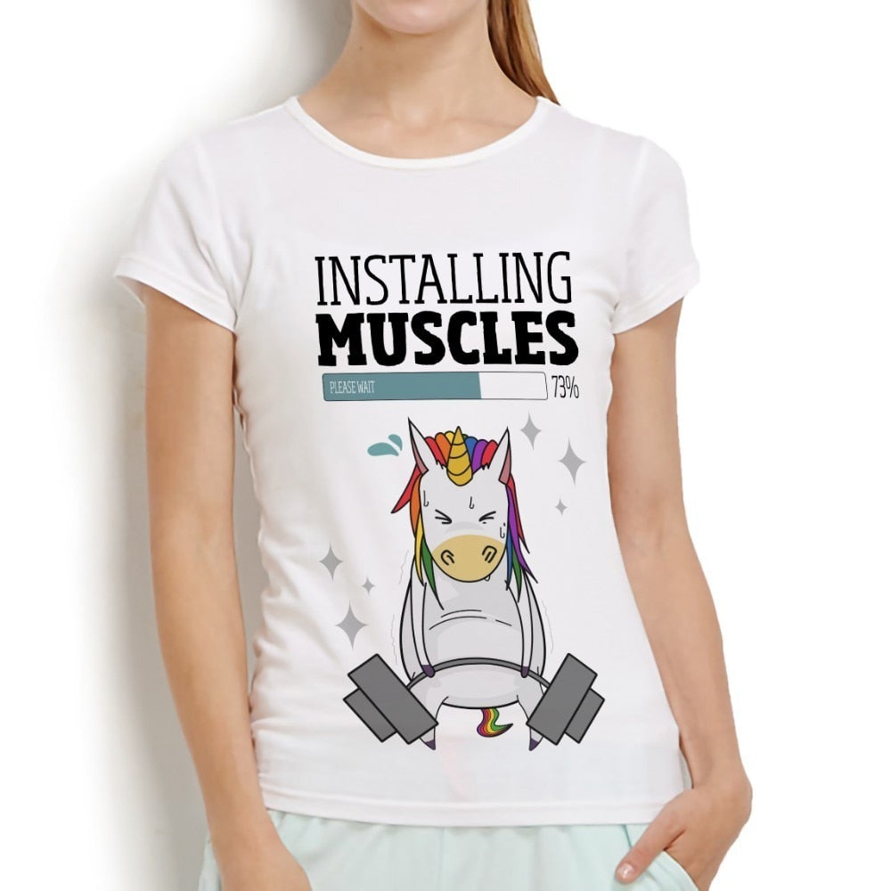 Installing muscles t-shirt