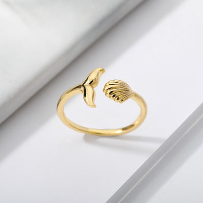 Mermaid Tail & Seashell Ring
