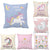 Colorful Cartoon Unicorn Print Pillow