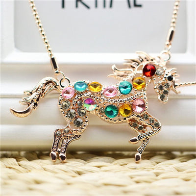 Unicorn Colorful Crystal Necklace