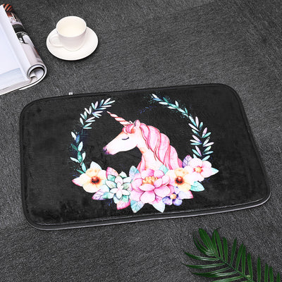Unicorn Coral Velvet Round Rug & Doormat