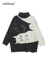 Black & White Cat Knitted Sweatshirt