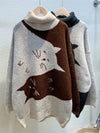 Black & White Cat Knitted Sweatshirt