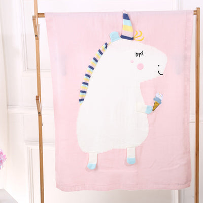 Kid Unicorn Knitting Blanket