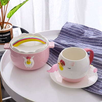 Fancy Unicorn Mug Plate Bowl Set