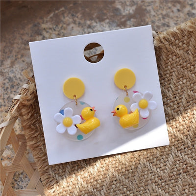 Yellow Duck Floral Earrings