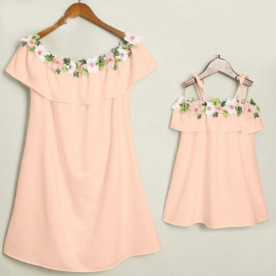 Embroidery Mother Daughter Dress