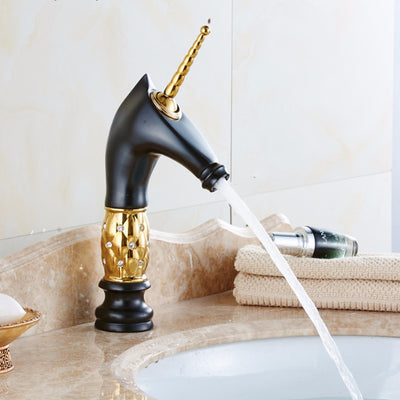 Golden Horn Unicorn Faucets Crystal body