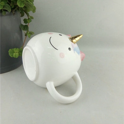 Smiling Unicorn Golden Horn Mug