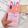 Glitter Unicorn Eyelashes Liquid iPhone Case