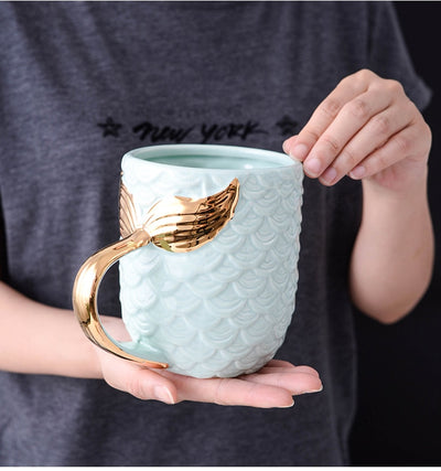 Golden Mermaid Tail Ceramic Mug